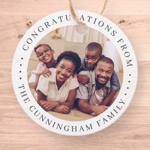 Herzlichen Glückwunsch Classic Simple Family Foto Geschenkanhänger