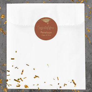 Herzlichen Glückwunsch Confetti Abschluss Terracot Runder Aufkleber