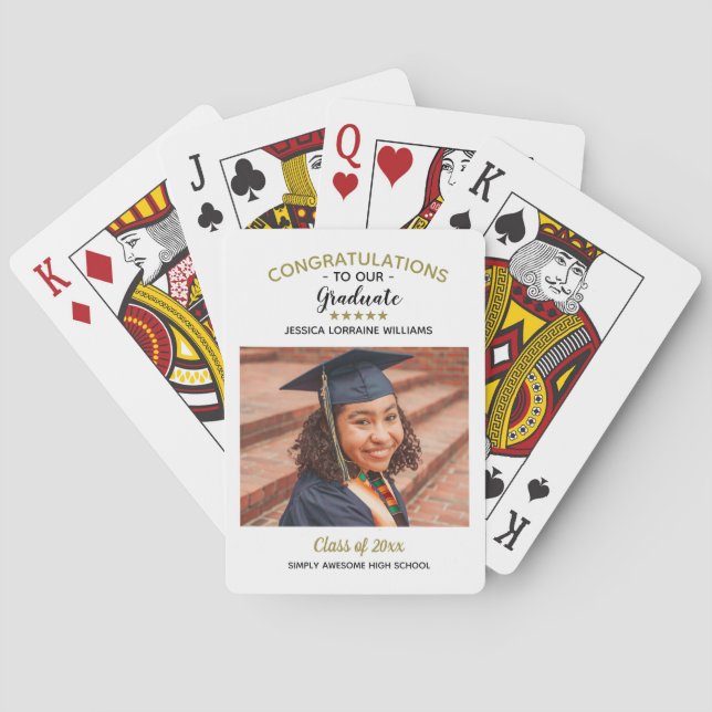 Herzlichen Glückwunsch Custom Foto Graduate Abschl Spielkarten (Rückseite)