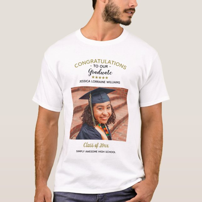 Herzlichen Glückwunsch Custom Foto Graduate Abschl T-Shirt (Vorderseite)