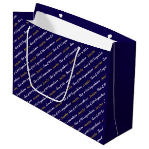 Herzlichen Glückwunsch Dark Blue White Gold Klasse Große Geschenktüte