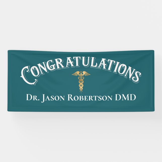 Herzlichen Glückwunsch Dentist Dental Modern Blue  Banner (Horizontal)