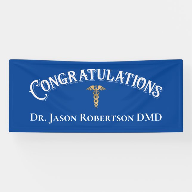 Herzlichen Glückwunsch Dentist Dental Modern Blue Banner (Horizontal)