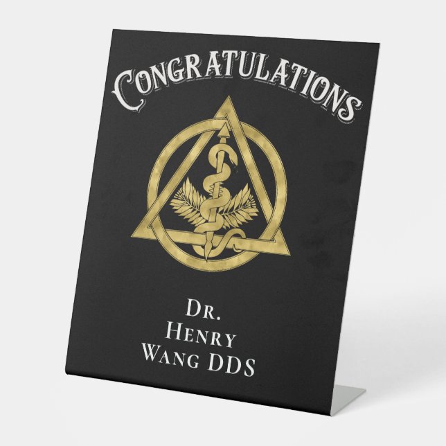 Herzlichen Glückwunsch Doctor DMD DDS Zahnarzt Sockelschild (Vorderseite)