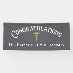 Herzlichen Glückwunsch Doktor Arzt Caduceus Gold B Banner