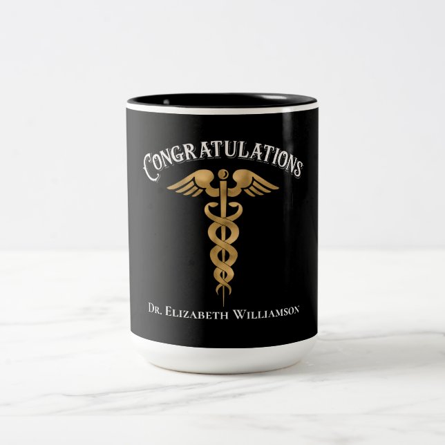 Herzlichen Glückwunsch Doktor Zweifarbige Tasse (Mittel)