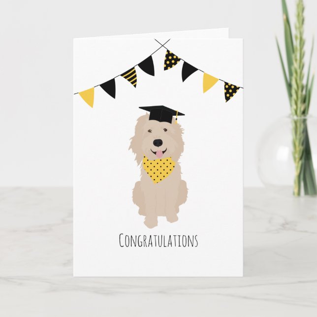 Herzlichen Glückwunsch Doodle Dog Graduation Cap Karte (Vorderseite)