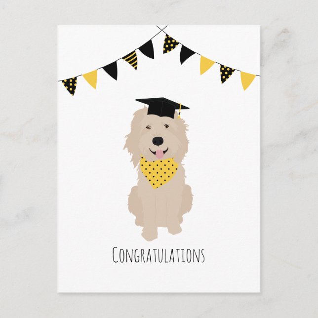 Herzlichen Glückwunsch Doodle Dog Graduation Cap Postkarte (Vorderseite)