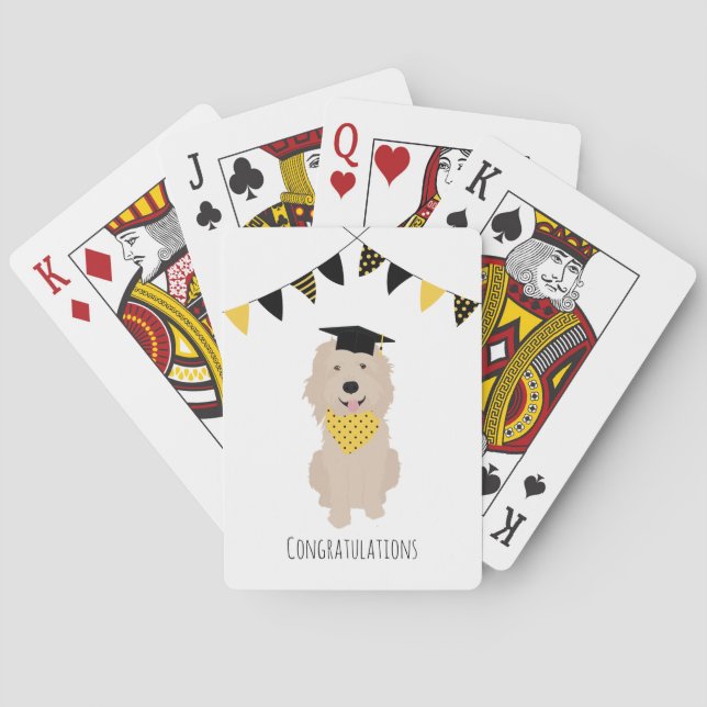 Herzlichen Glückwunsch Doodle Dog Graduation Cap Spielkarten (Rückseite)