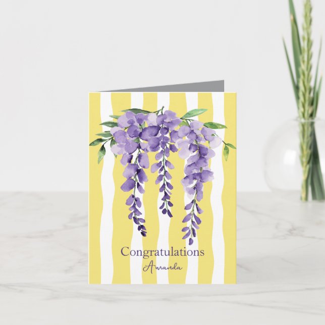 Herzlichen Glückwunsch elegantes Aquarellgelb Karte (Vorderseite)