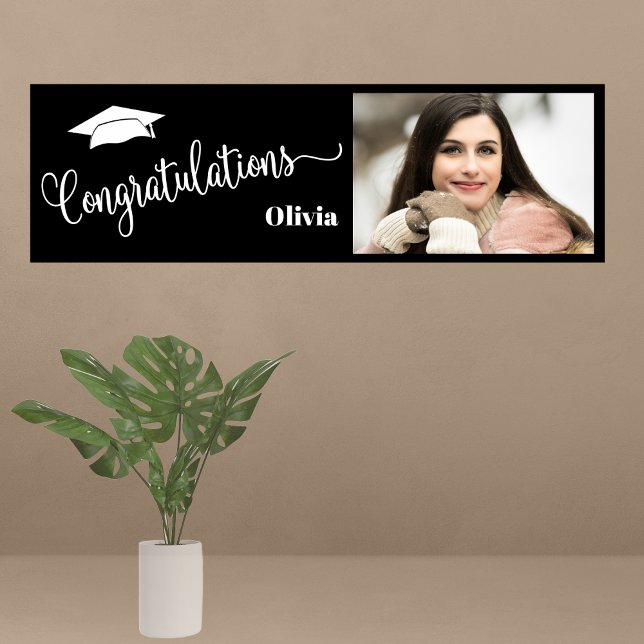 Herzlichen Glückwunsch Elegantes Foto Abschluss Banner (Congratulations Graduation Banner For Parties and Display. Honor your graduate. Add photo..)