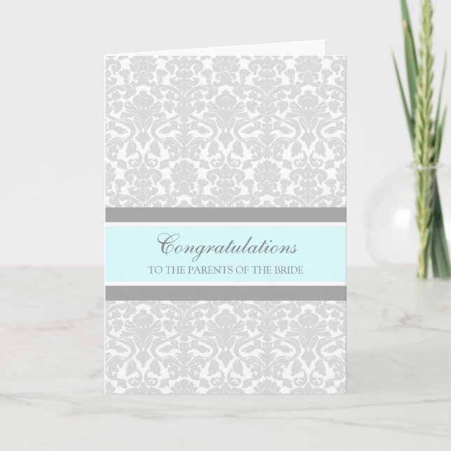 Herzlichen Glückwunsch Eltern der Bride Blue Gray Karte (Vorderseite)