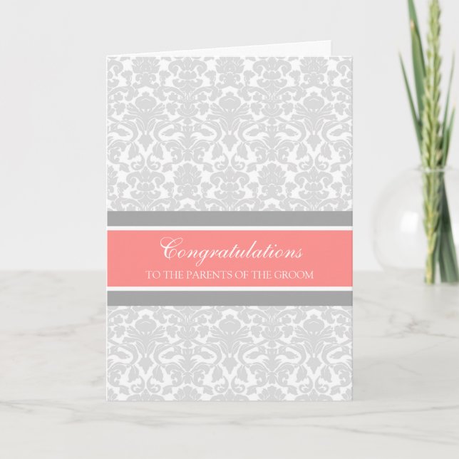 Herzlichen Glückwunsch Eltern der Groom Coral Gray Karte (Vorderseite)