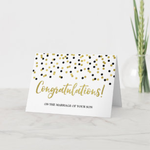 Herzlichen Glückwunsch Eltern des Groom Gold Black Karte