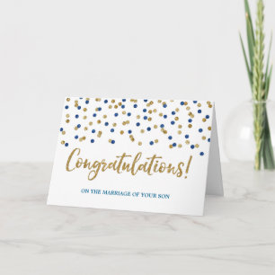 Herzlichen Glückwunsch Eltern des Groom Gold Blue Karte