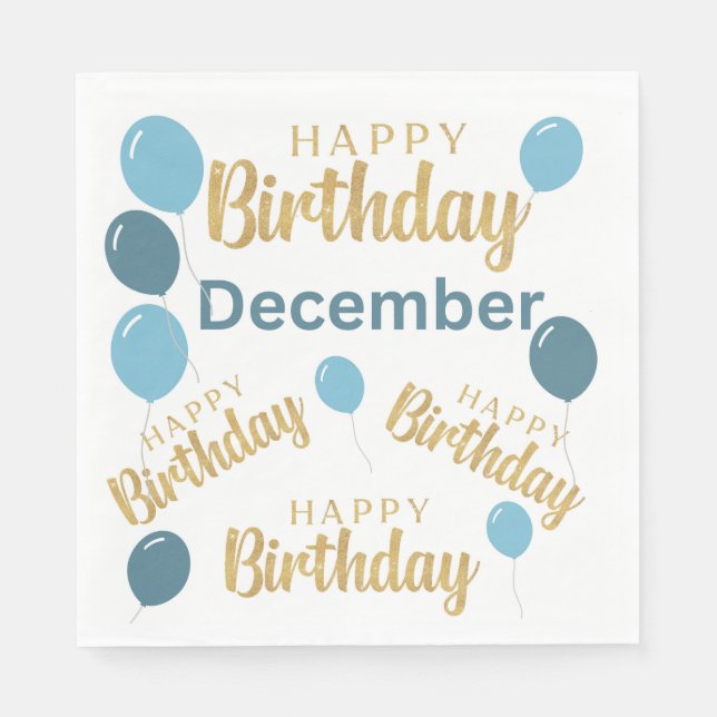 Herzlichen Glückwunsch Geburtstag Dezember Geburts Serviette (Vorderseite)