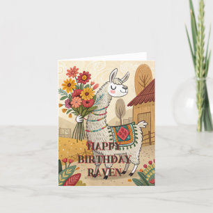 Herzlichen Glückwunsch Geburtstag niedliche Alpaka Dankeskarte