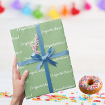 Herzlichen Glückwunsch! Geschenkpapier<br><div class="desc">Elegante, klassische Party-Packpapiere. Ein schlauer grüner Hintergrund, weißer Text: Herzlichen Glückwunsch!</div>