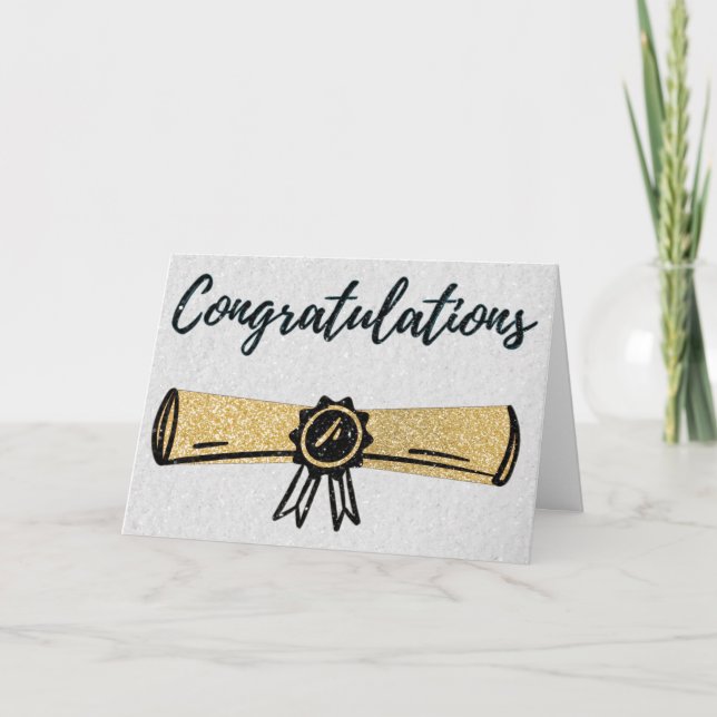Herzlichen Glückwunsch Glitzer Diploma Abschluss C Karte (Vorderseite)