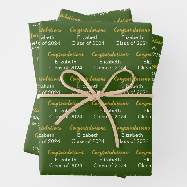 Herzlichen Glückwunsch Gold Dark Green Class of 20 Geschenkpapier Set (Beispiel)