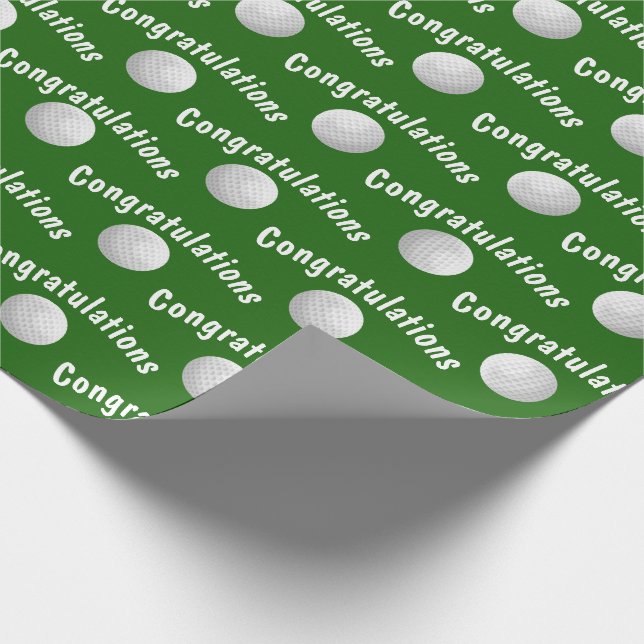 Herzlichen Glückwunsch Golfbälle auf grün Geschenkpapier (Ecke)
