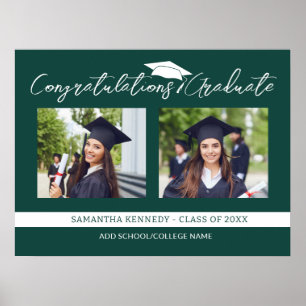 Herzlichen Glückwunsch Grad 2025 Grün-Weiß-Foto Poster