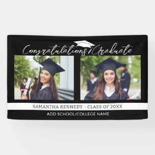 Herzlichen Glückwunsch Grad 2025 Schwarz-Weiß-Foto Banner