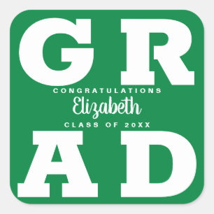 Herzlichen Glückwunsch Grad Green Quadratischer Aufkleber
