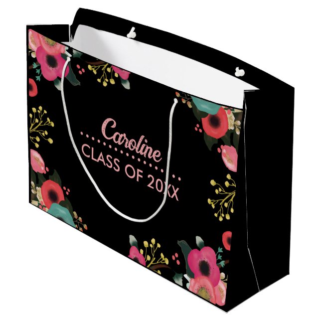 Herzlichen Glückwunsch Grad. Moderne Blumenpraxis Große Geschenktüte (Rückseite Schrägansicht)