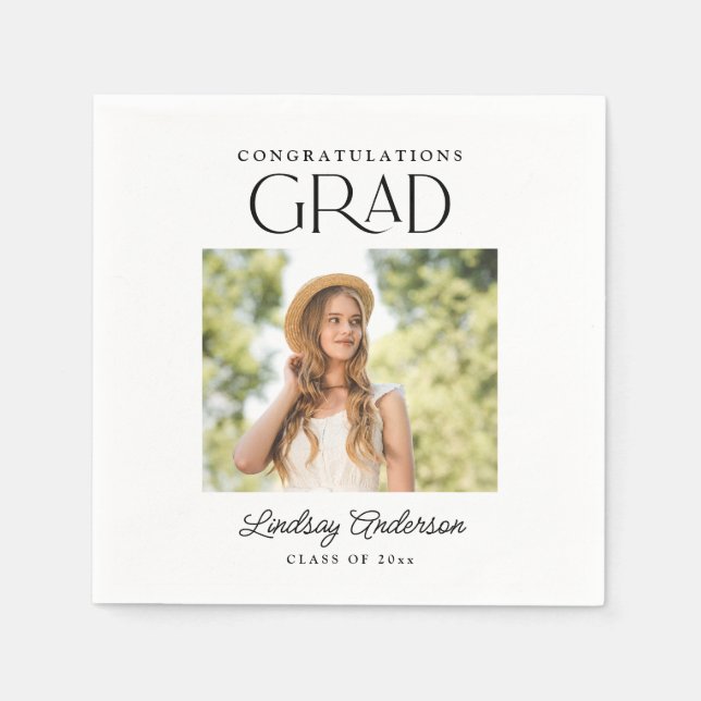 Herzlichen Glückwunsch Grad Moderner Foto Abschlus Serviette (Vorderseite)