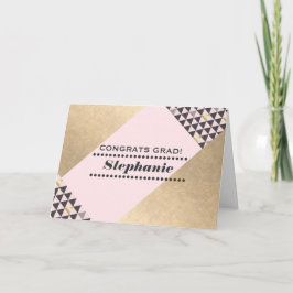 Herzlichen Glückwunsch Grad. Rosa Gold Karte