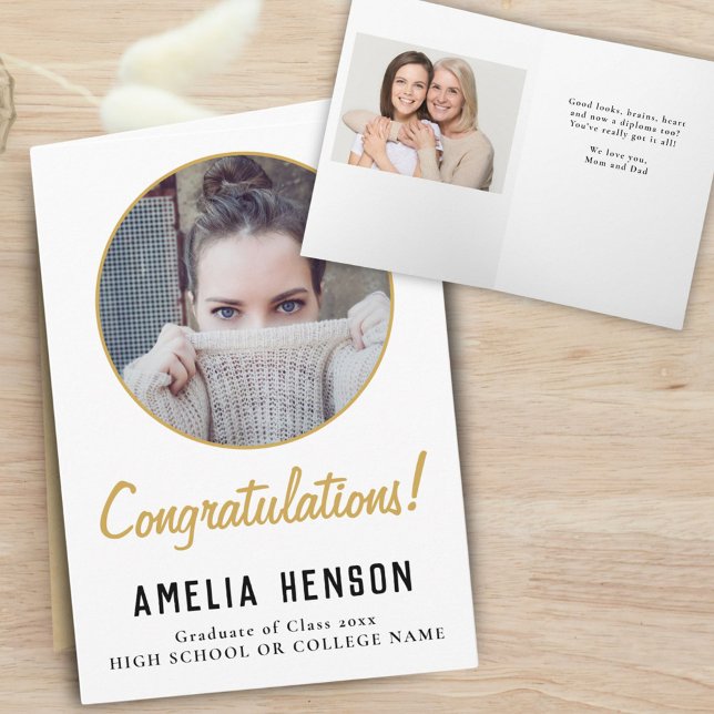 Herzlichen Glückwunsch Graduate 2 Foto Abschluss Karte (Von Creator hochgeladen)