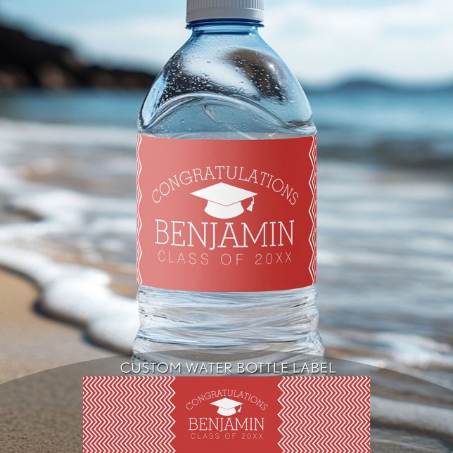 Herzlichen Glückwunsch Graduate Abschluss CAN EDIT (Custom Graduation Water Bottle Label)