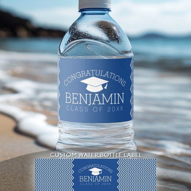 Herzlichen Glückwunsch Graduate Abschluss CAN EDIT (Custom Graduation Water Bottle Label)