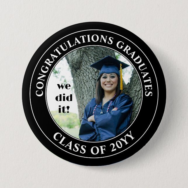 Herzlichen Glückwunsch Graduate Abschluss Foto Button (Vorderseite)