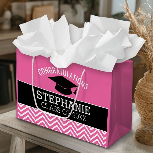 Herzlichen Glückwunsch Graduate Abschluss kann Pin Große Geschenktüte (Custom Gift Bag)