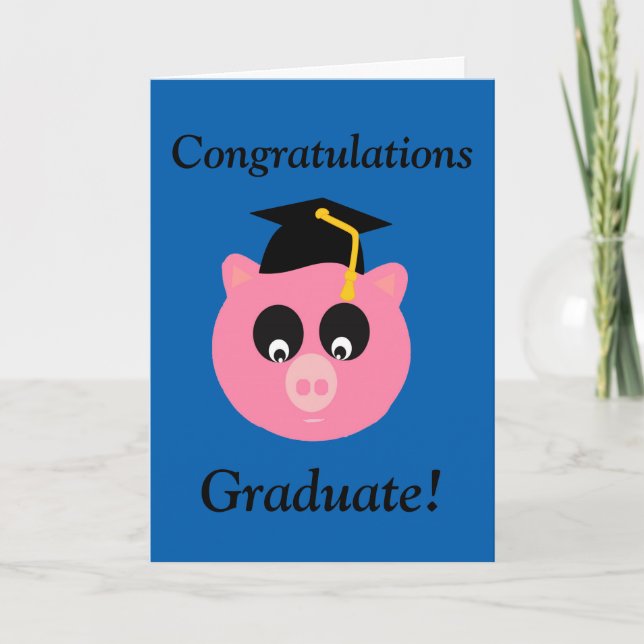 Herzlichen Glückwunsch Graduate, Abschluss Pig Car Karte (Vorderseite)