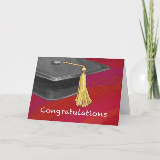 Herzlichen Glückwunsch Graduate Black and Red Karte (Vorderseite)