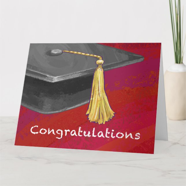 Herzlichen Glückwunsch Graduate Black and Red Karte (Vorderseite)