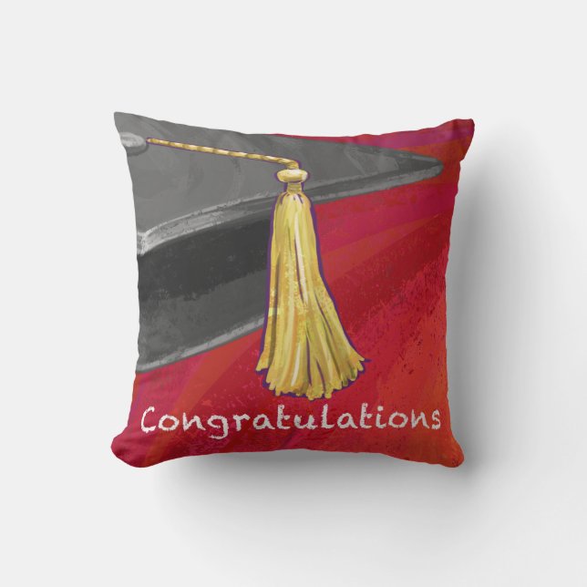 Herzlichen Glückwunsch Graduate Black and Red Kissen (Vorderseite)