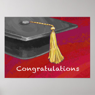 Herzlichen Glückwunsch Graduate Black and Red Poster