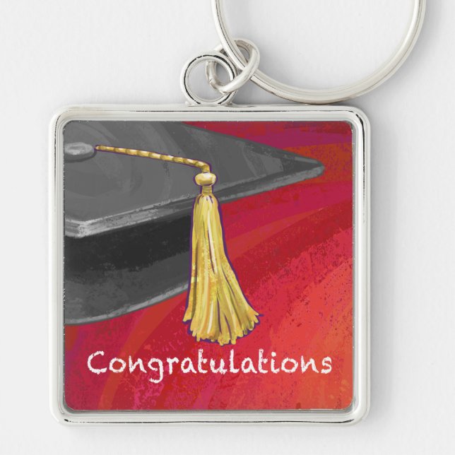 Herzlichen Glückwunsch Graduate Black and Red Schlüsselanhänger (Vorne)