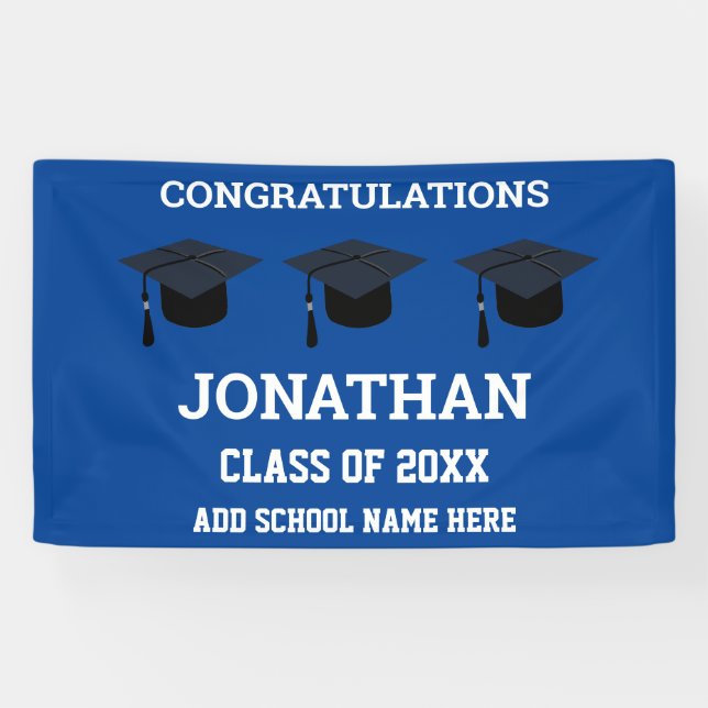 Herzlichen Glückwunsch Graduate Blue Abschluss Banner (Horizontal)