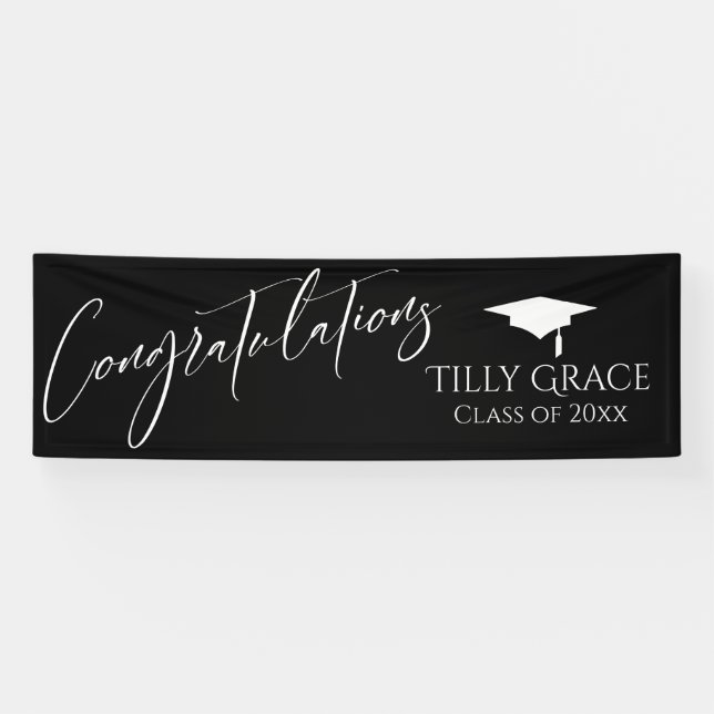 Herzlichen Glückwunsch Graduate Class White on Bla Banner (Horizontal)