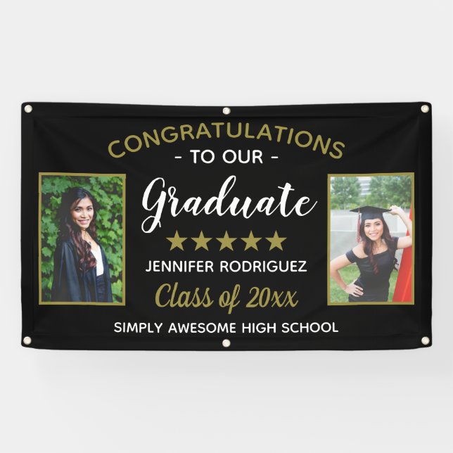 Herzlichen Glückwunsch Graduate Custom 2 Foto Absc Banner (Horizontal)