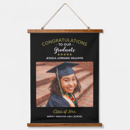 Herzlichen Glückwunsch Graduate Custom Foto Abschl Wandteppich Mit Holzrahmen