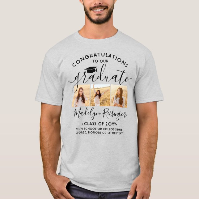 Herzlichen Glückwunsch Graduate Foto Collage Absch T-Shirt (Vorderseite)