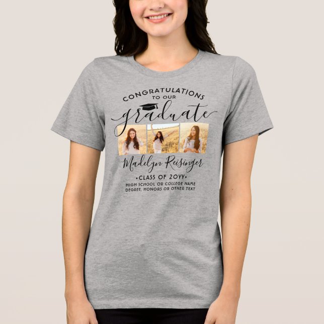 Herzlichen Glückwunsch Graduate Foto Collage Absch Tri-Blend Shirt (Vorderseite)
