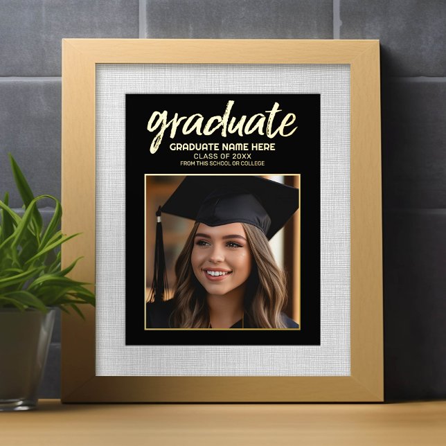 Herzlichen Glückwunsch Graduate - Foto mit Gold Foliendrucke (Custom Frameable Art)