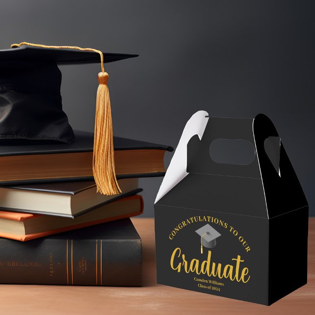 Herzlichen Glückwunsch Graduate Gold Black Formal  Geschenkschachtel (Von Creator hochgeladen)